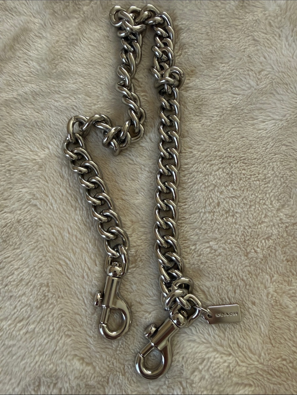 Coach Silver Chain Strap with Coach Tag